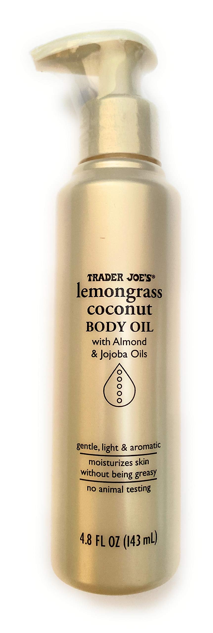 Trader Joe's bote dispensador: aceite corporal suave y aromático para uso diario.