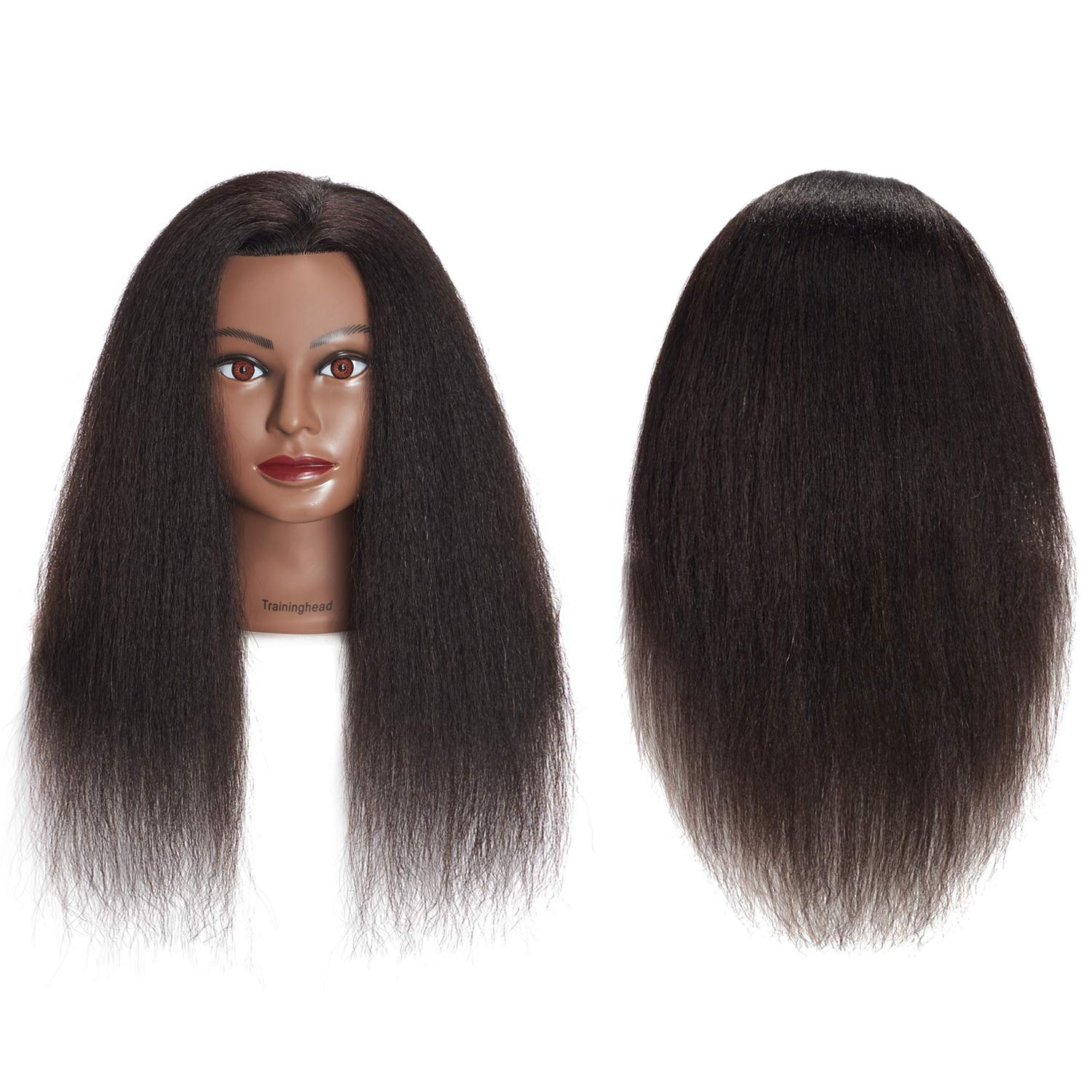 Traininghead: cabello real de 16 pulgadas negro para peinados y técnicas