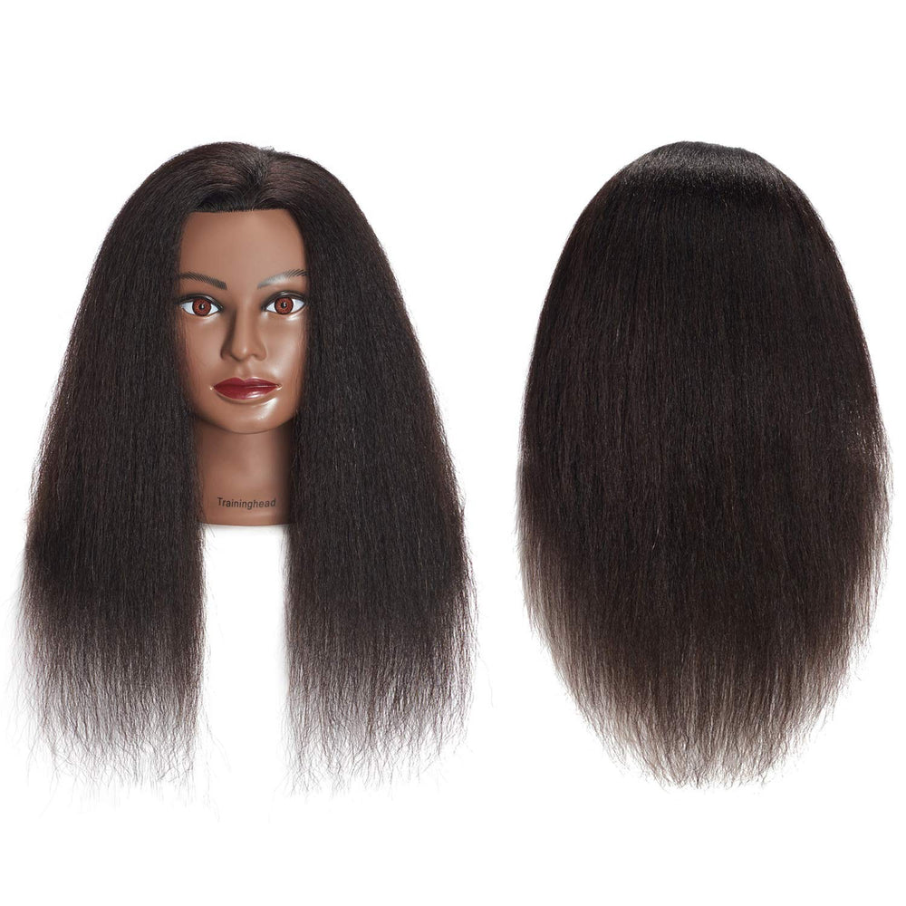 Traininghead: cabello real de 16 pulgadas negro para peinados y técnicas