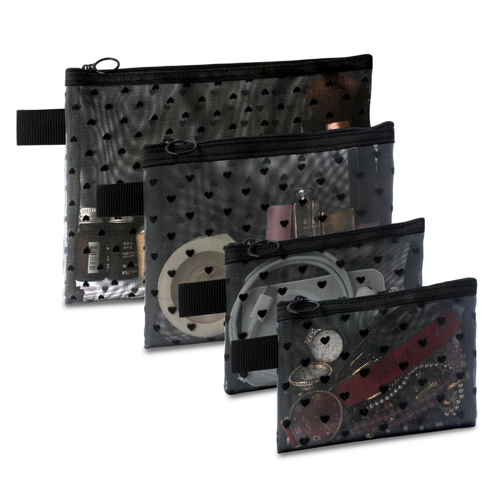 TRAKWAN bolsa de malla con corazones grandes para cosméticos, ideal para viajar y organizar productos