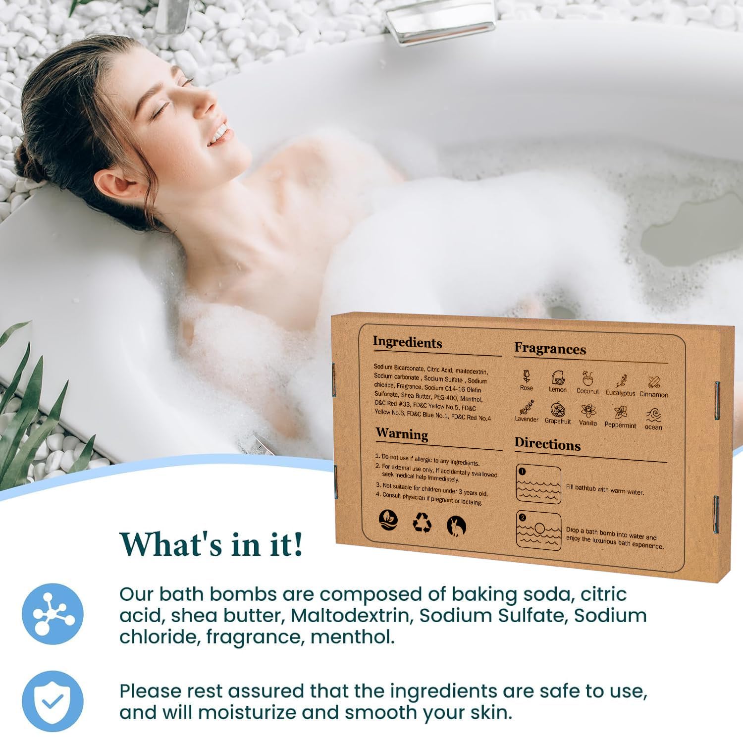 Bomba con pigmentos naturales para un baño colorido sin manchas.