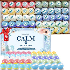 Bombas de baño TranquilBliss: set de 50 unidades para baño relajante y cuidado de la piel.