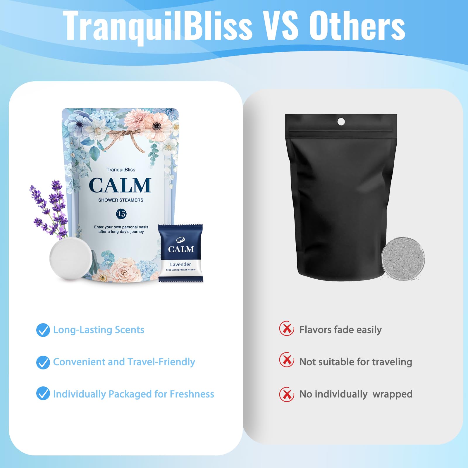 Bombas de ducha lavanda TranquilBliss ideales para regalar en ocasiones.