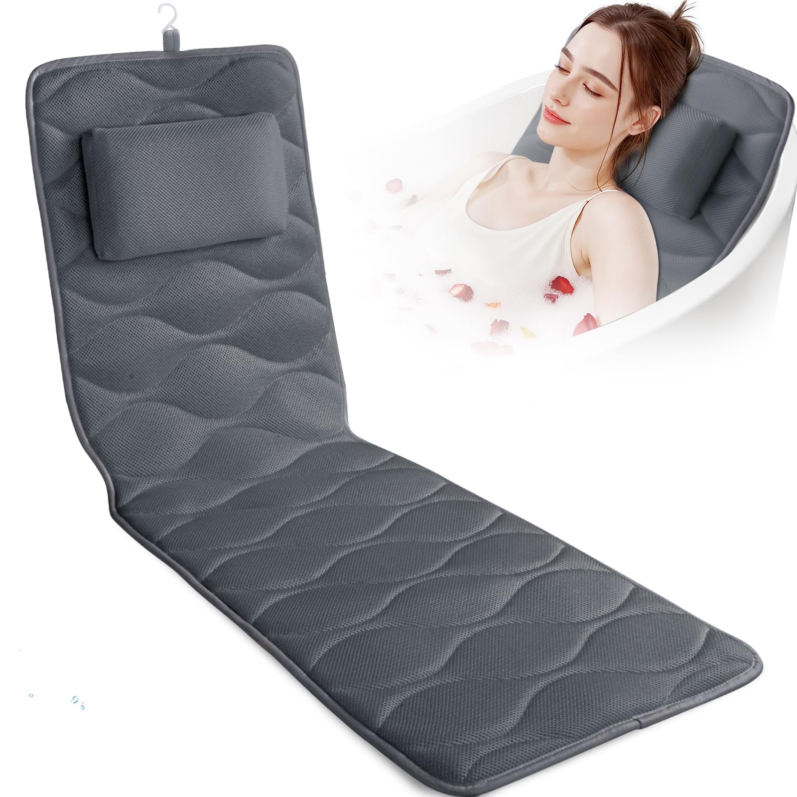 Almohada para bañera TranquilRelax con 17 ventosas para sujeción estable