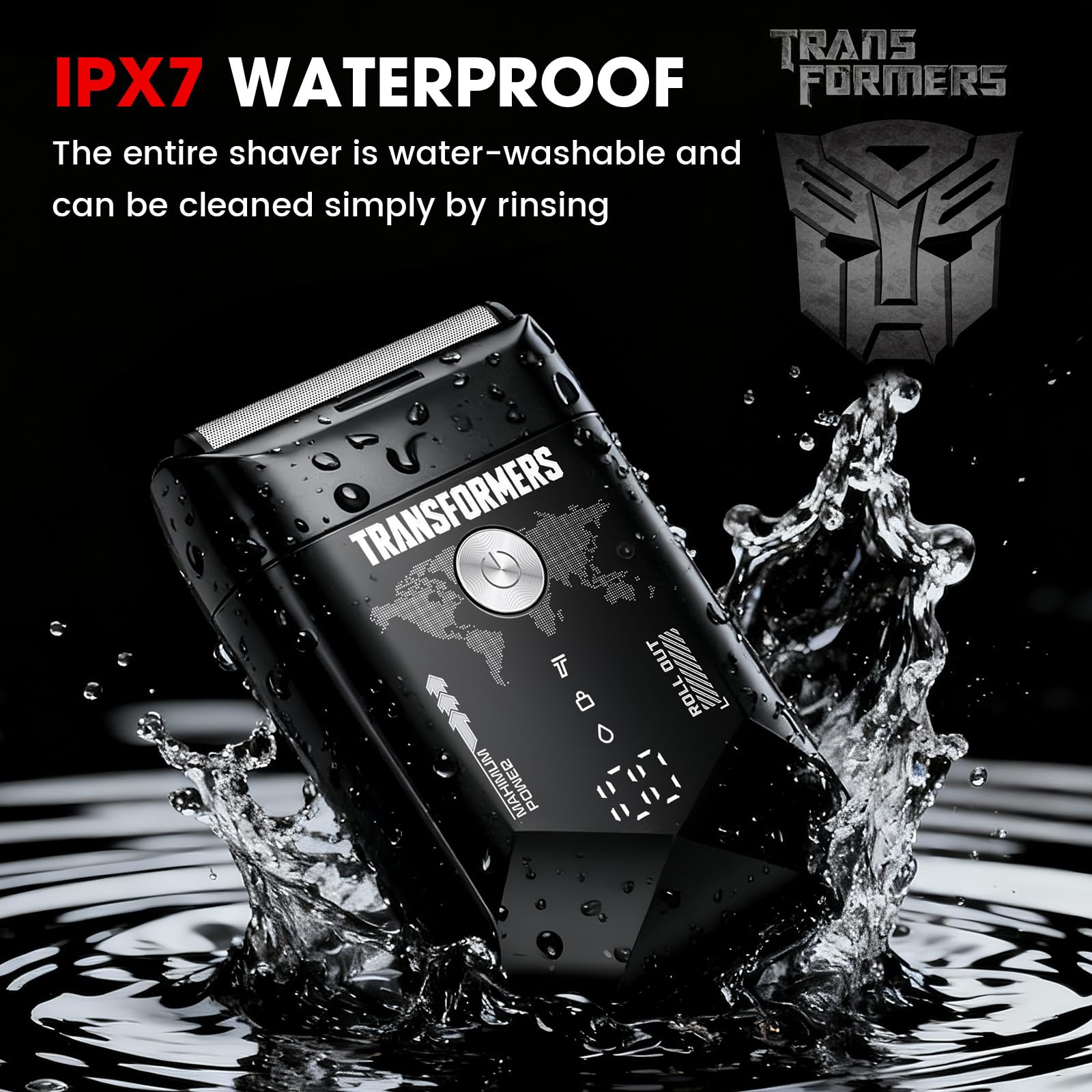 Transformers resistente al agua IPX7, limpieza rápida bajo grifo