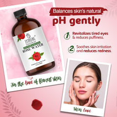 TRATAK ORGANICS agua de rosas aplicación en rostro para frescura diaria.