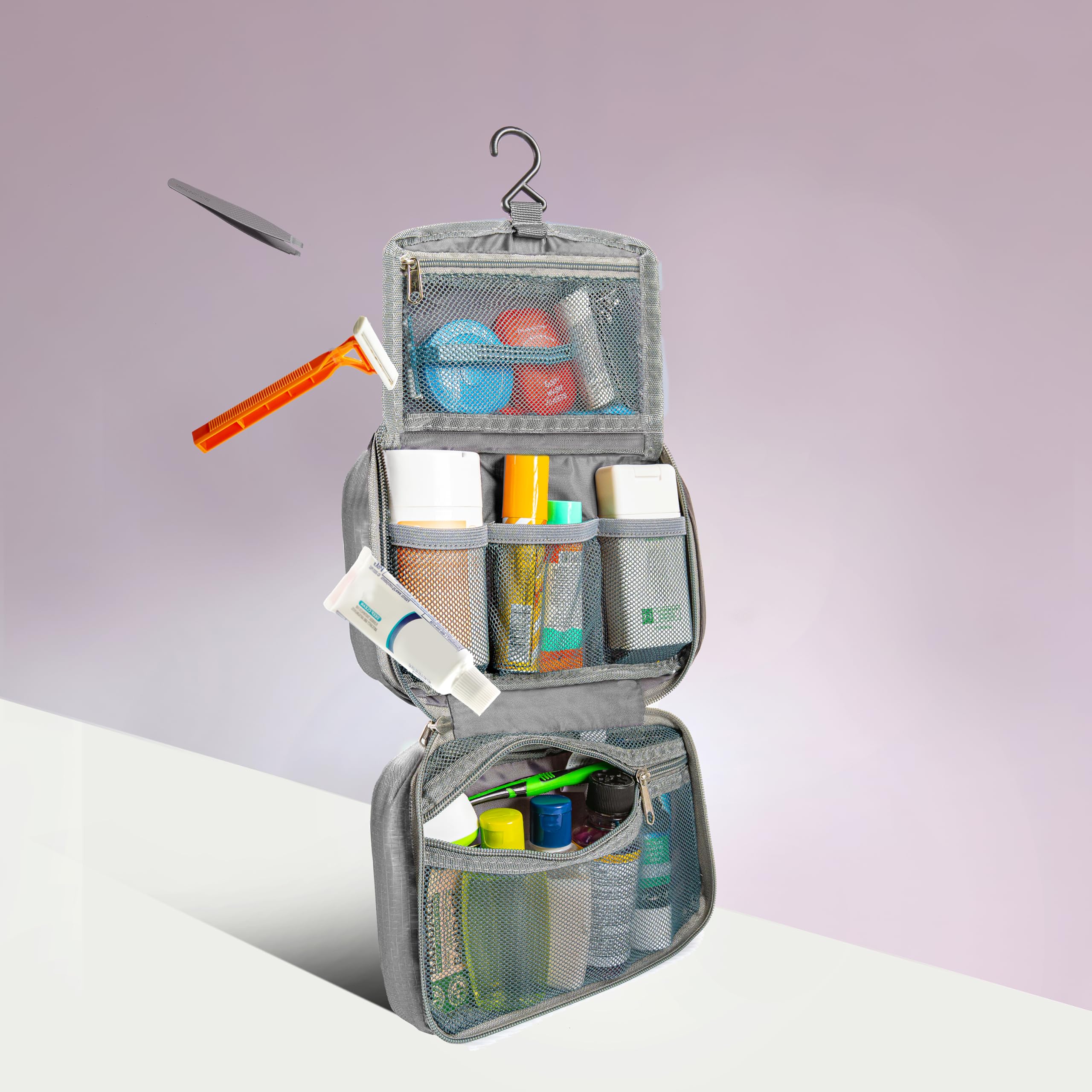 Travelon kit de baño colgante compacto ultraligero, fácil de transportar.