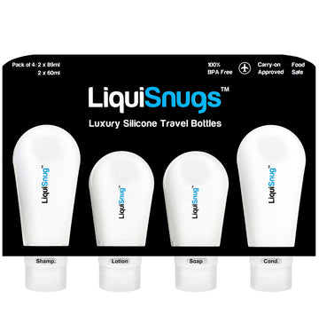 LiquiSnugs TravelSnugs: botella de silicona de 3 onzas, sin fugas para aseo.