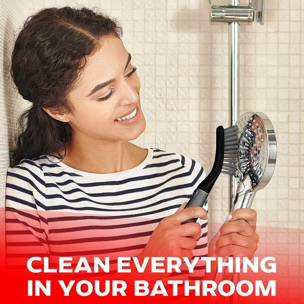 Cepillo limpiador para baño Trazon con mango ergonómico y fibras duraderas.