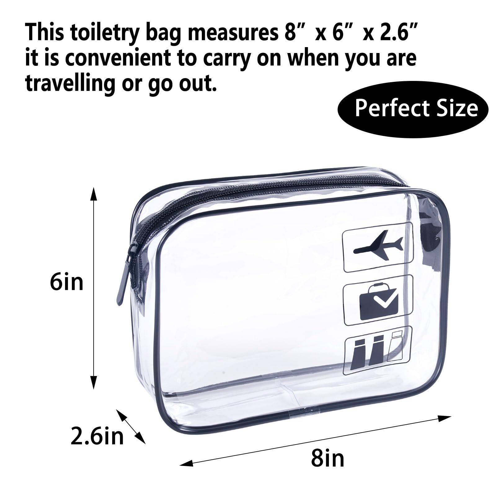 TREALDATE bolsa de aseo transparente TSA para cabina y revisión rápida.