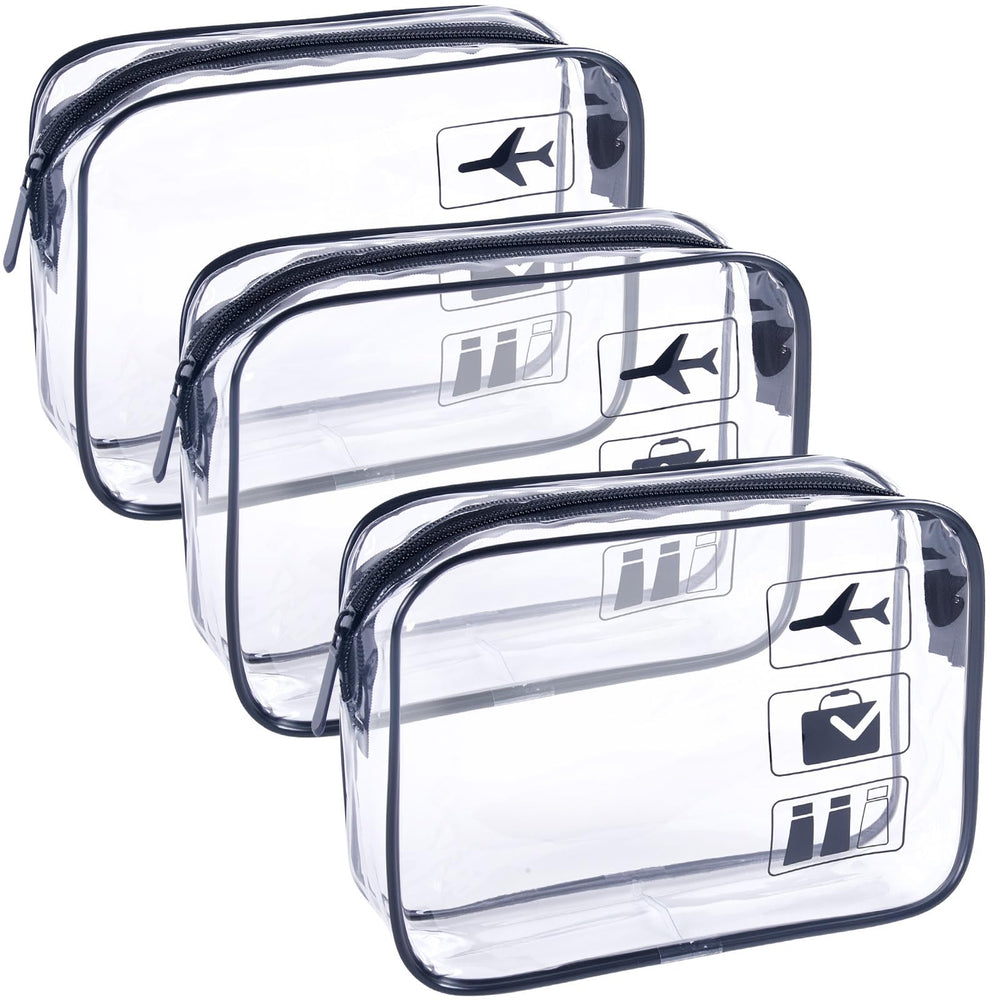TREALDATE bolsas de aseo transparentes 3 piezas para viajar y pasar seguridad fácilmente.