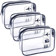 TREALDATE bolsas de aseo transparentes 3 piezas para viajar y pasar seguridad fácilmente.