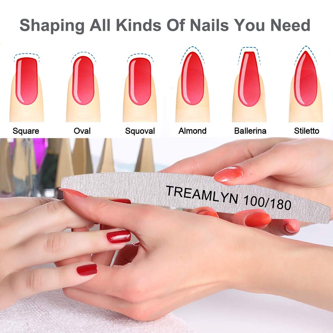 Lima de uñas Treamlyn doble cara 100/180, forma rápida y efectiva