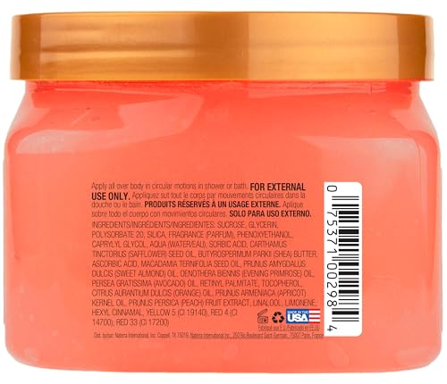 Tree Hut Peach Sorbet contiene aceites naturales para nutrición cutánea.