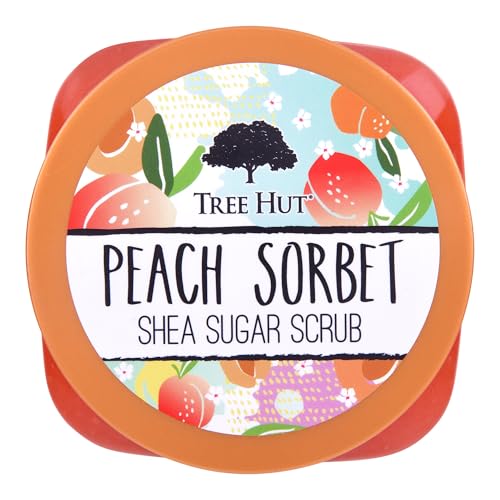 Tree Hut Peach Sorbet muestra textura sedosa para piel lisa.