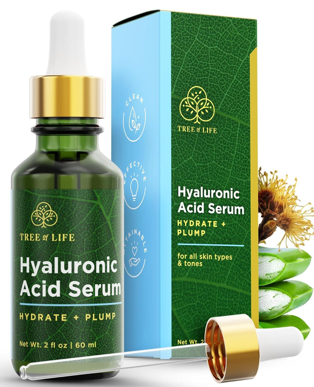 Sérum Hyaluronique Tree of Life Beauty dans une bouteille 60 ml, hydratation durable.