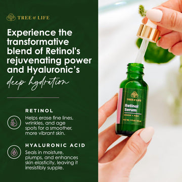 Aplicación nocturna de sérum retinol de Tree of Life Beauty.