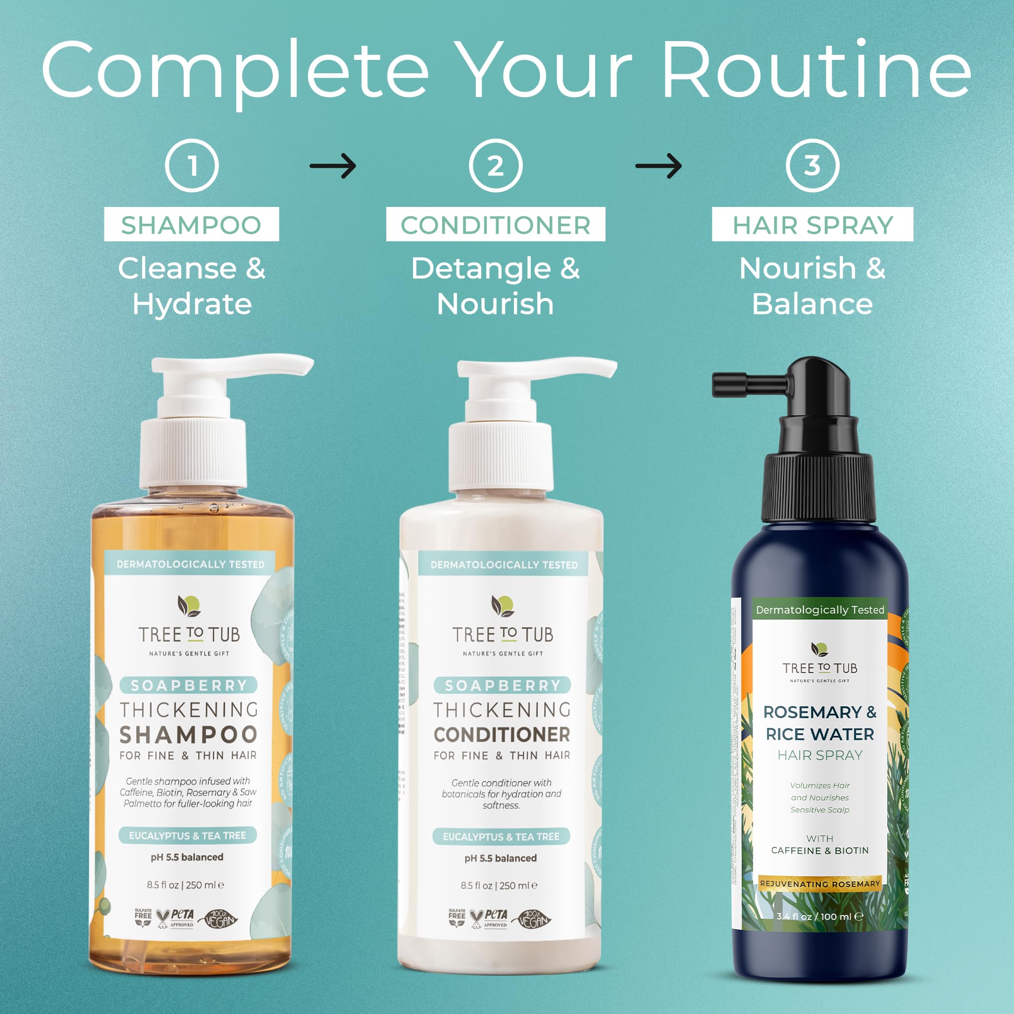 Volumen natural en cabello ligero con Tree to Tub Biotin Shampoo