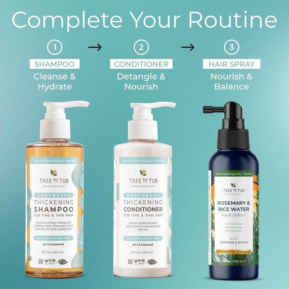 Volumen natural en cabello ligero con Tree to Tub Biotin Shampoo