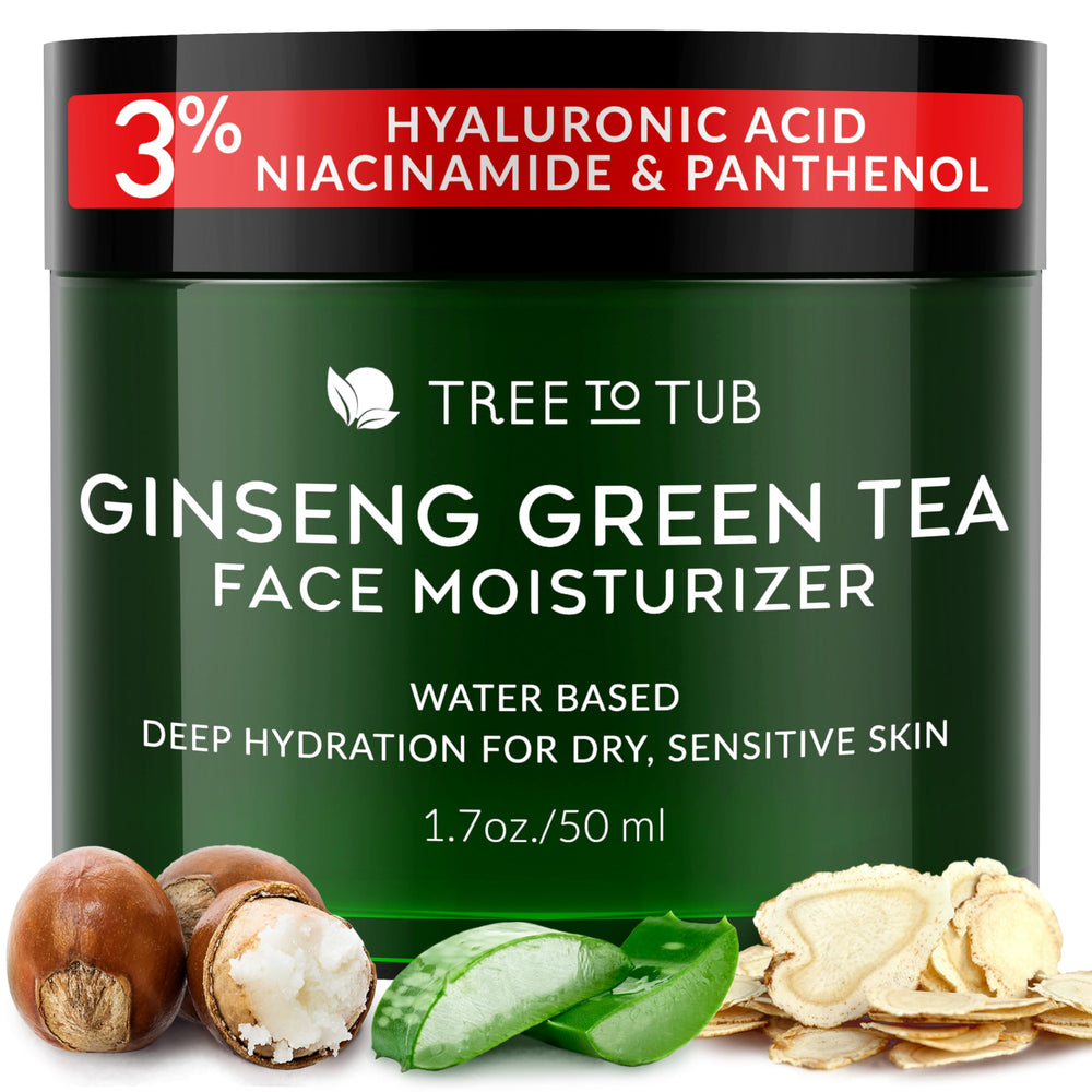 Tree to Tub hidratante facial en botella, hidratación diaria para piel sensible.