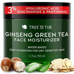 Tree to Tub hidratante facial en botella, hidratación diaria para piel sensible.