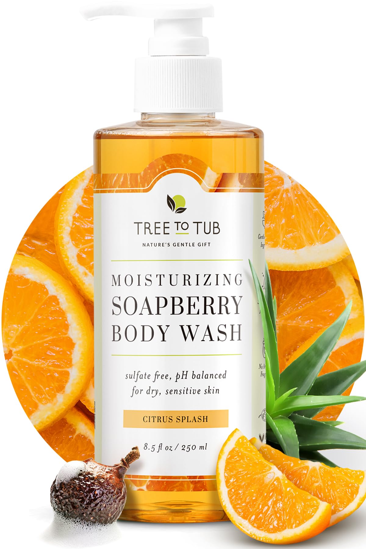 Tree to Tub gel de ducha cítrico en botella para uso diario y piel suave