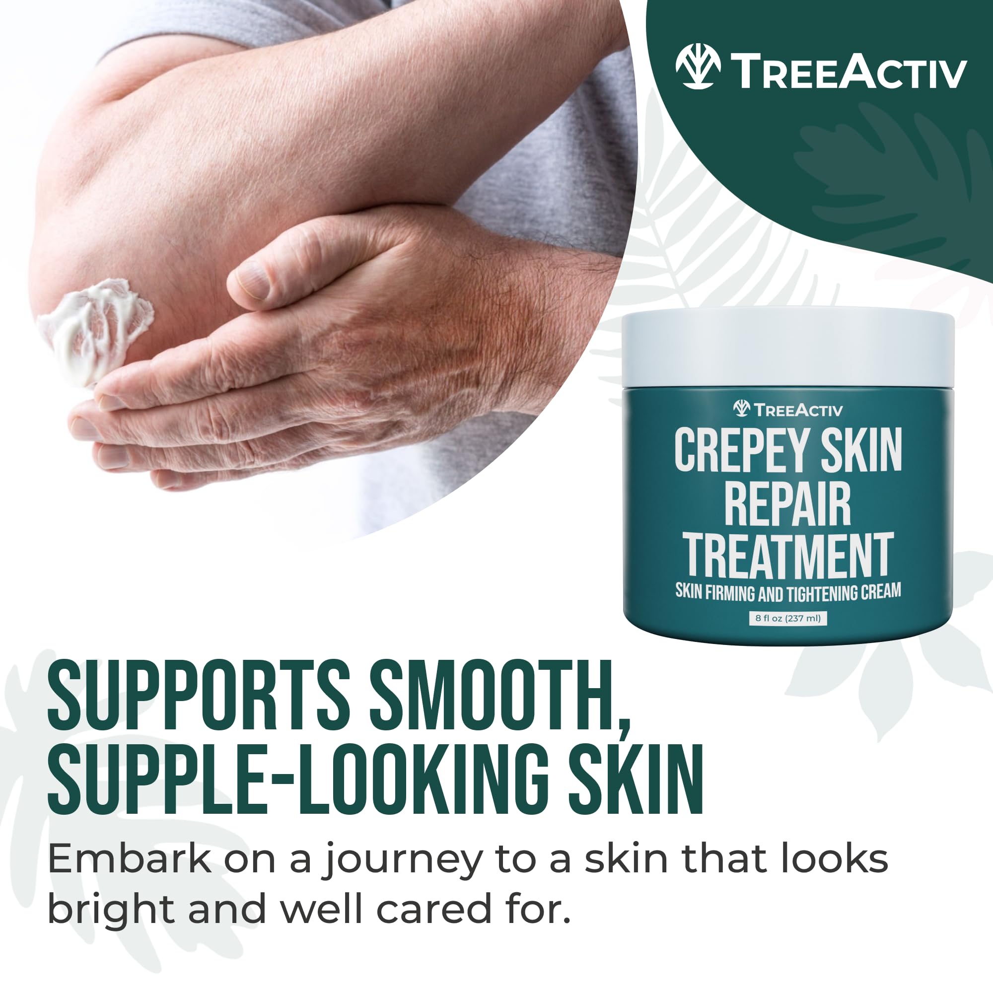 Crème TreeActiv avant/après — résultat visiblement plus lisse.