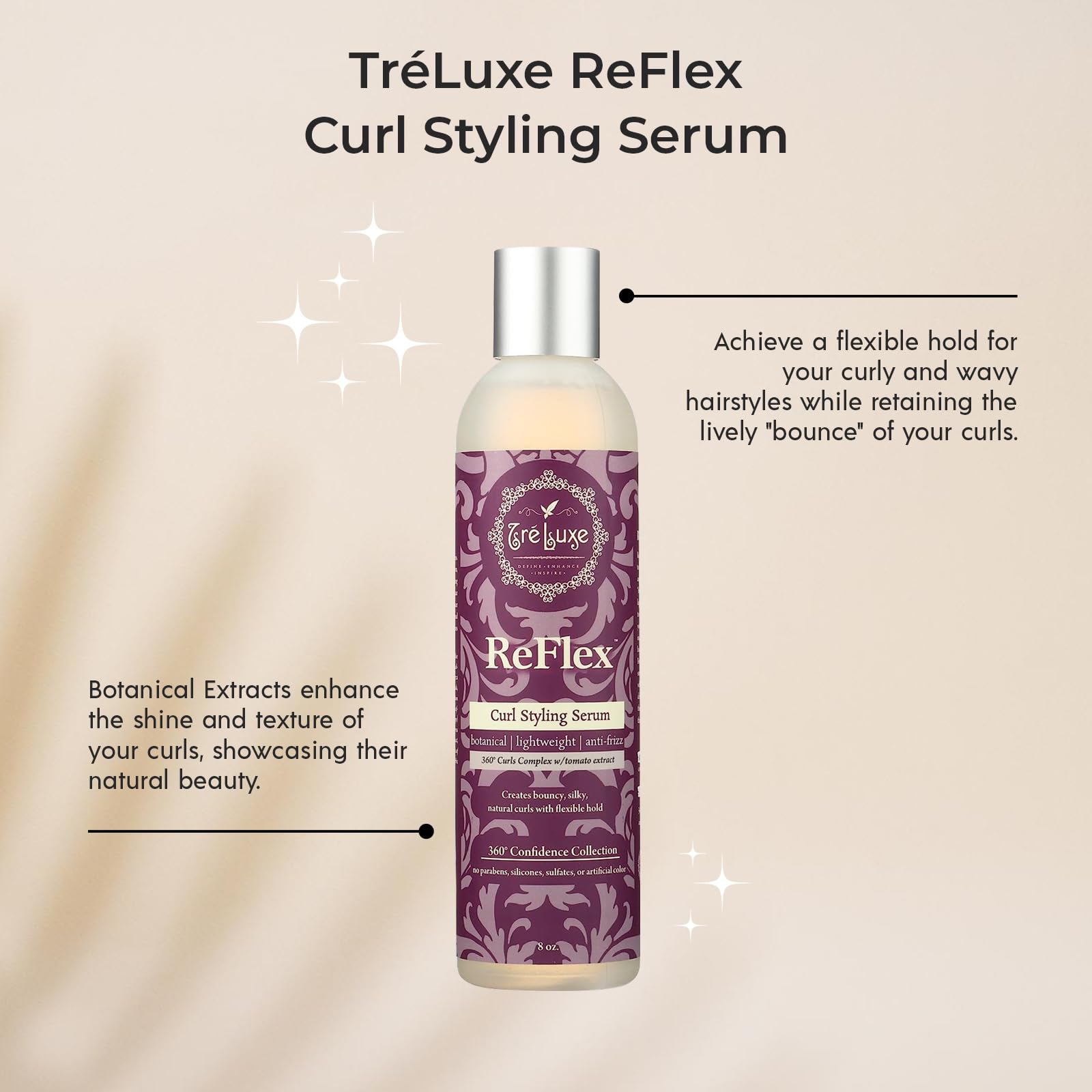 Con Treluxe Reflex Curl Serum, aplicación en mano ofrece control ligero.