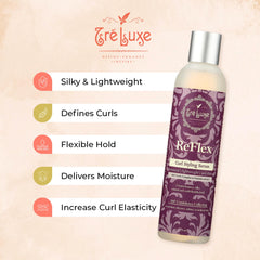 Rizos definidos y con brillo natural usando Treluxe Reflex Curl Serum.