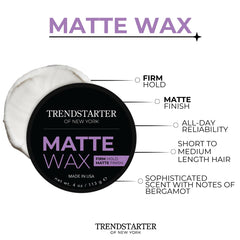 TRENDSTARTER CERA MATE, textura y fijación para peinados con estilo duradero.