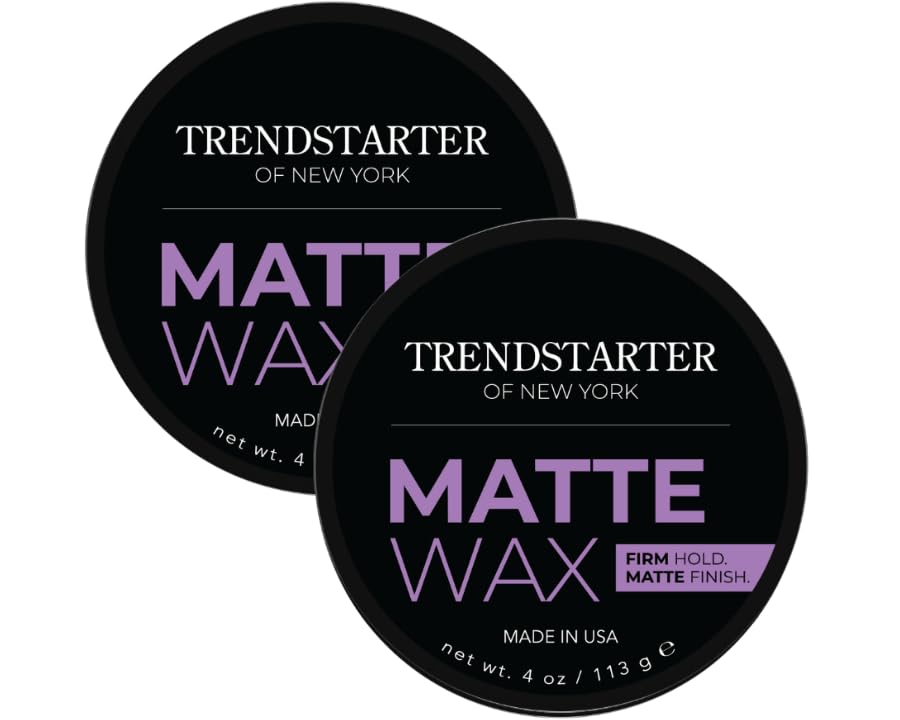 TRENDSTARTER Matte Wax: paquete de 2 latas para peinado duradero sin brillo.