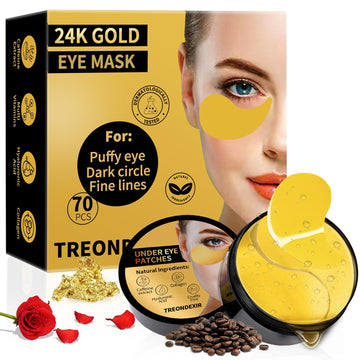 Treondexir 24K gold eye masks packaged for quick under-eye refresh.