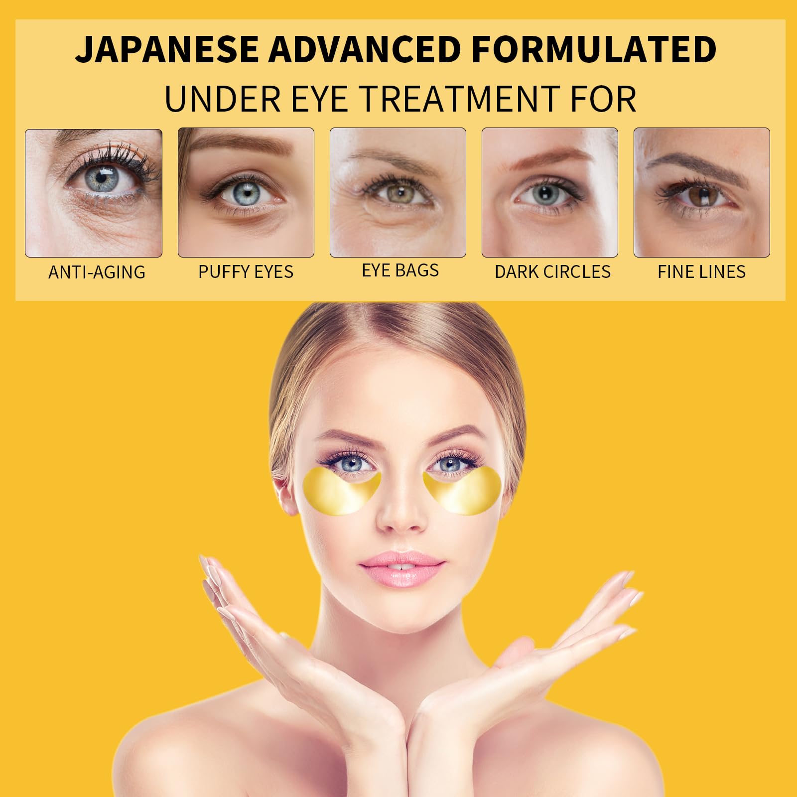 Treondexir eye mask application close-up shows soothing hydration for puffiness.