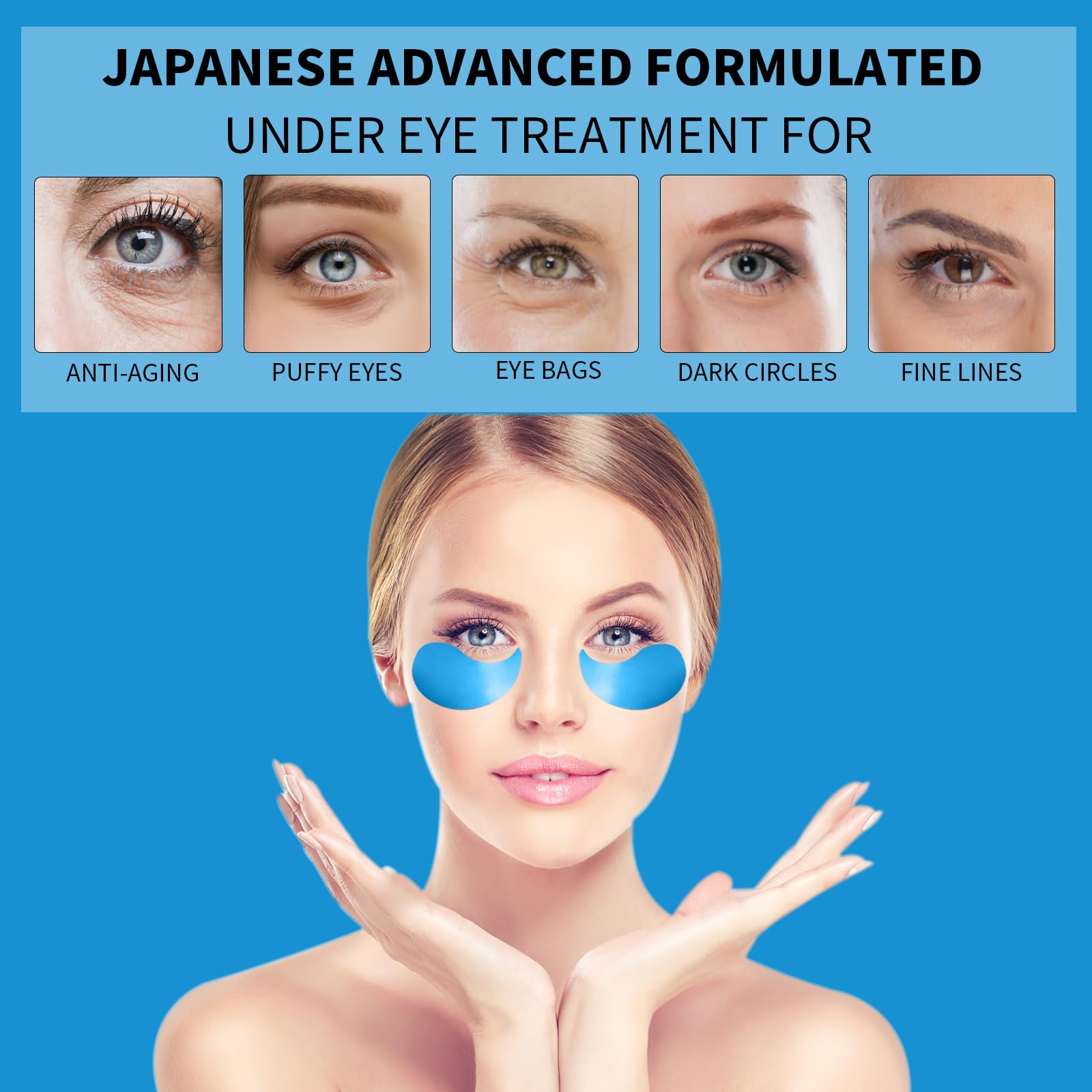 Treondexir eye patches with collagen, retinol, and hyaluronic acid promote firmness and hydration.