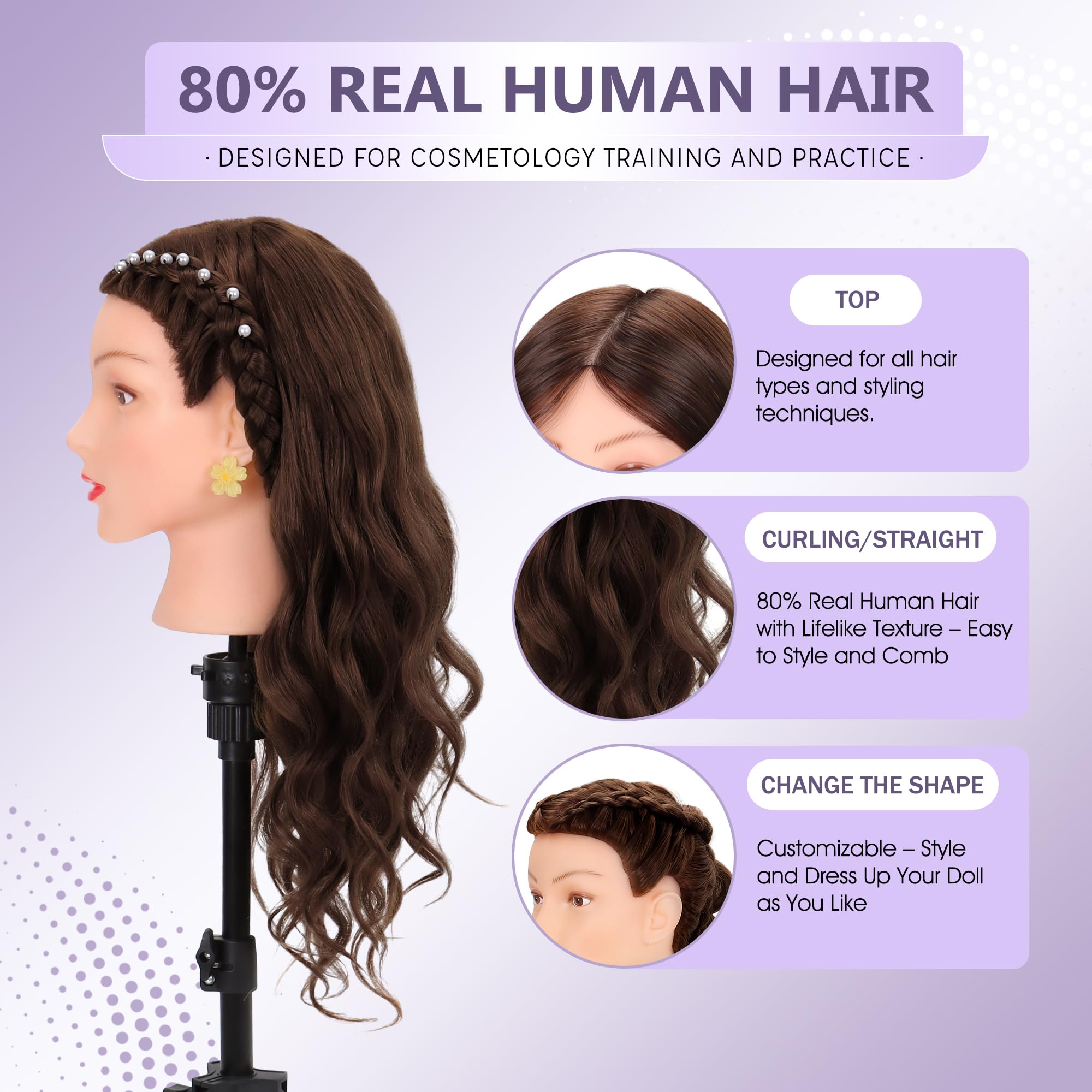 Treosida detalle textura cabello humano real para trenzas suaves.