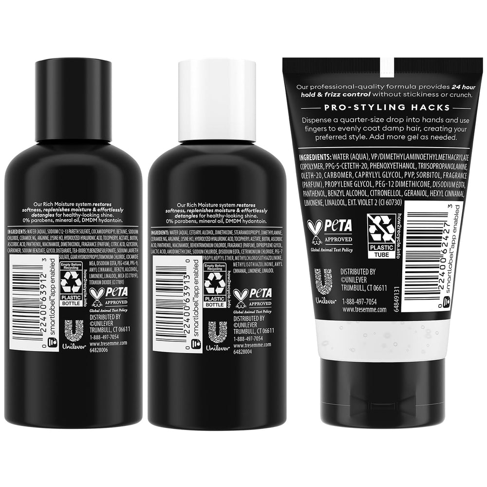 Acondicionador de viaje TRESemmé, botella 3 oz, cabello nutrido y brillante durante el viaje.