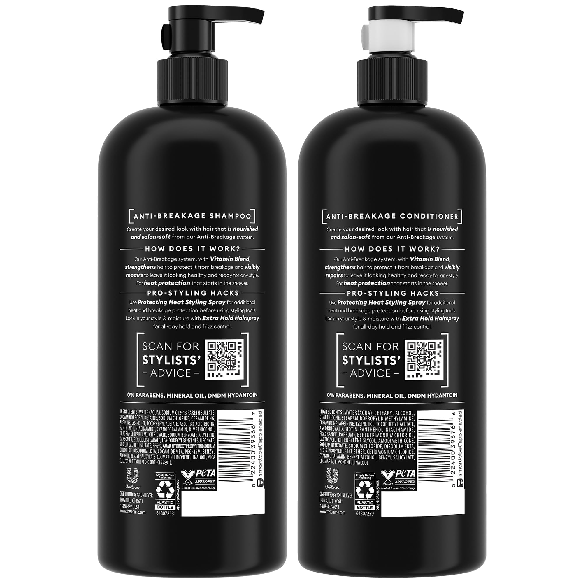 TRESemmé Anti-Breakage Conditioner bottle detangling and strengthening fragile strands.