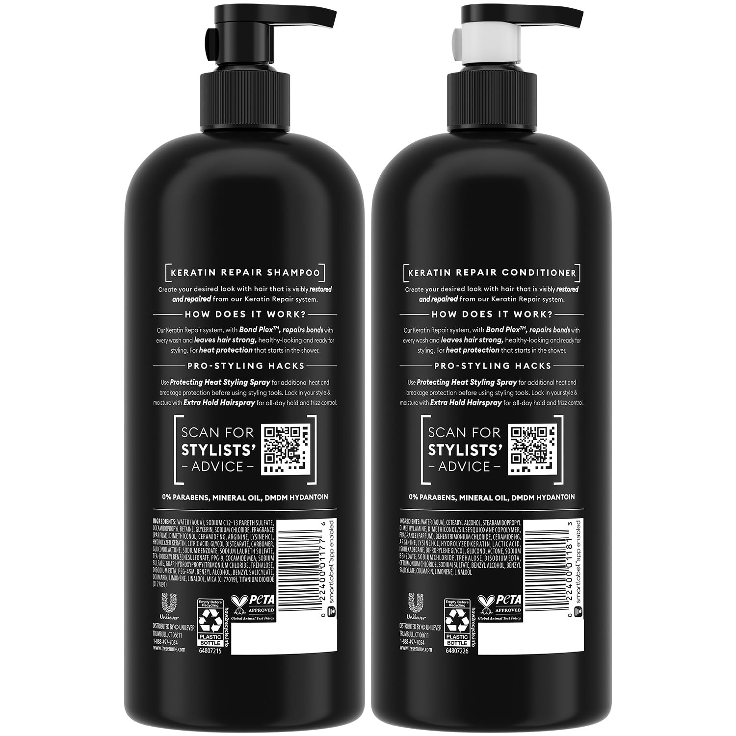 Champú Keratin Repair de TRESemmé en botella elegante para uso diario.