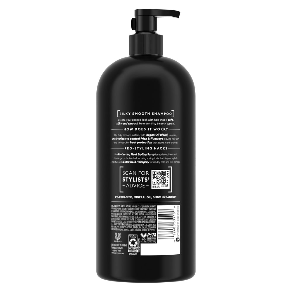TRESemmé Champú suave y sedoso con aceite de argán, aporta nutrición ligera.
