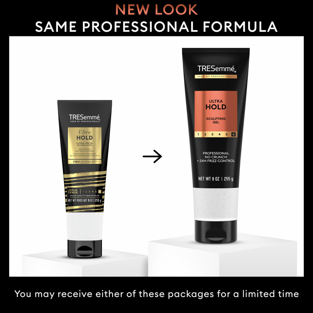 Control del frizz 24 horas con Gel Ultra Hold de TRESemmé para cabello definido.