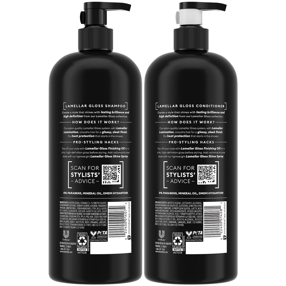 TRESemmé Lamellar Gloss Acondicionador: botella que facilita peinado suave