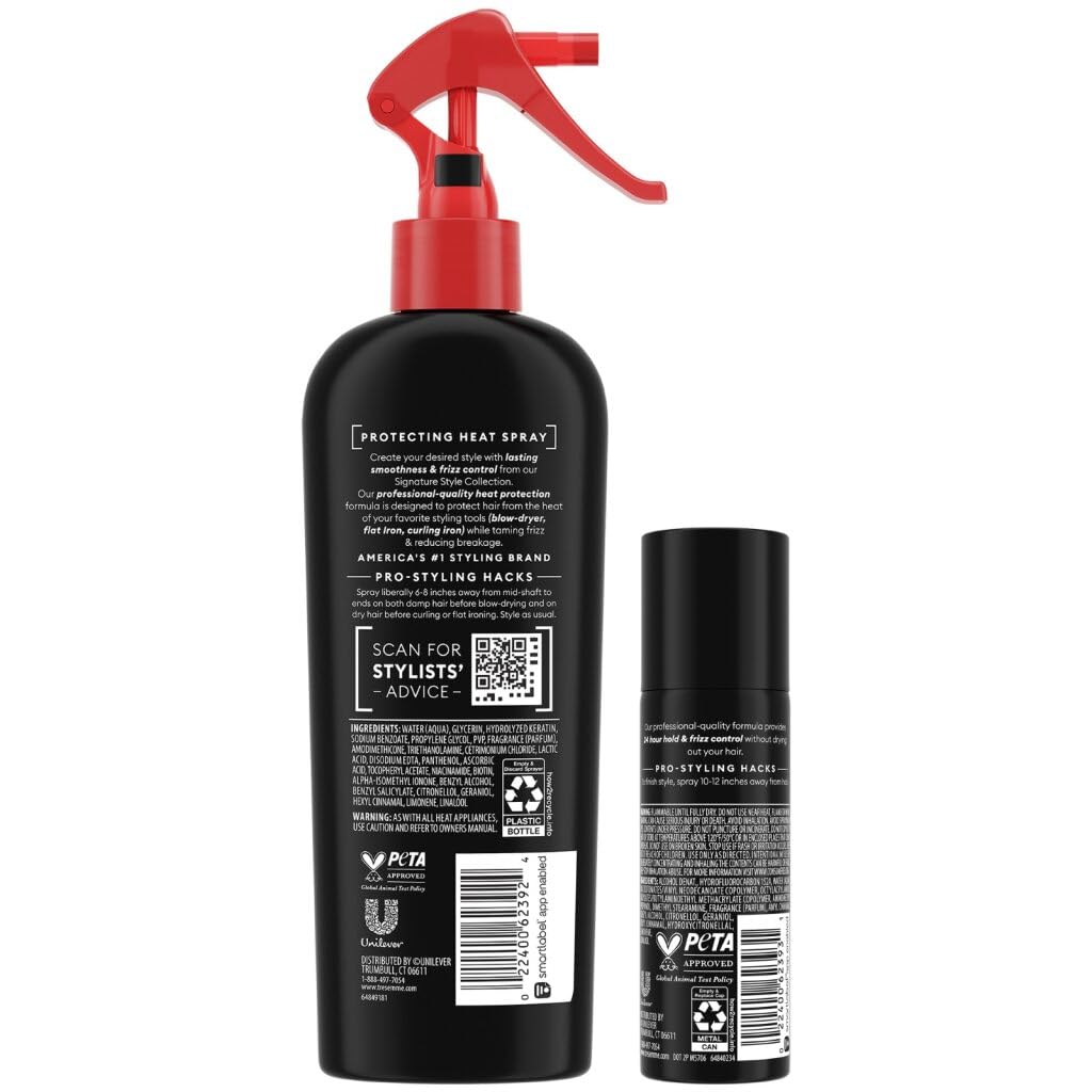 Aerosol de viaje protector térmico con keratina, tamaño 1,5 oz, ideal para retoques.