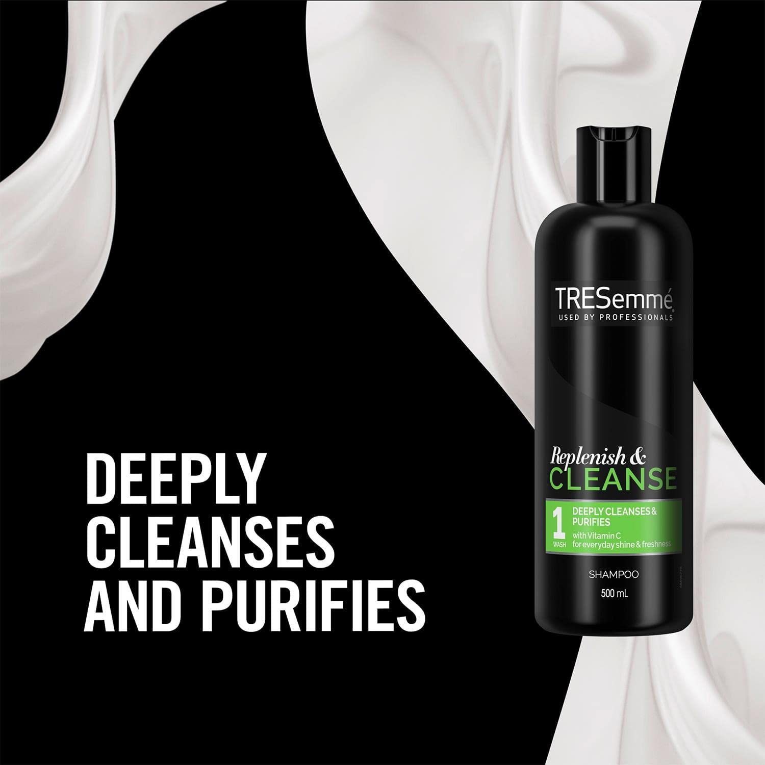 Tresemmé Shampoing Nettoyage profond – arôme frais, expérience sensorielle lors du lavage.