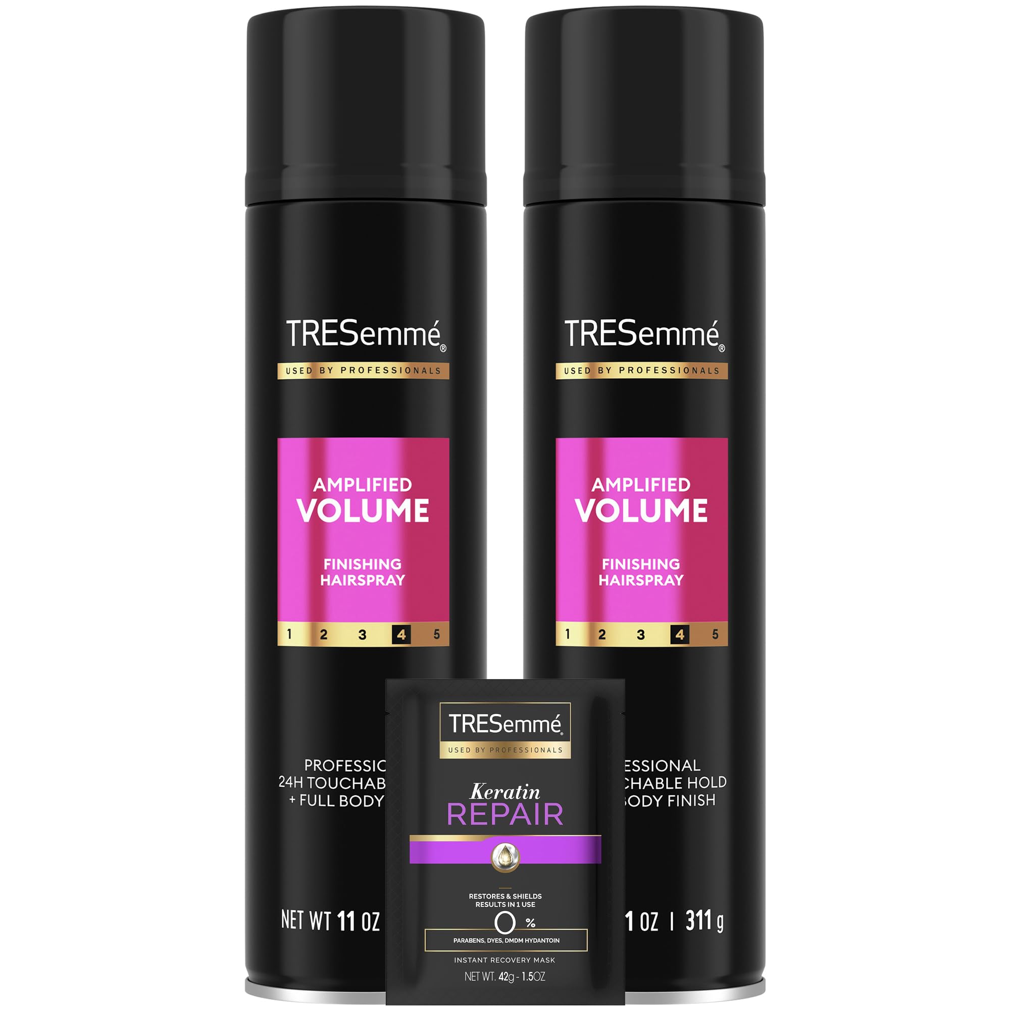 TRESemmé Total Volume hairspray bottle front view for all-day lift and body