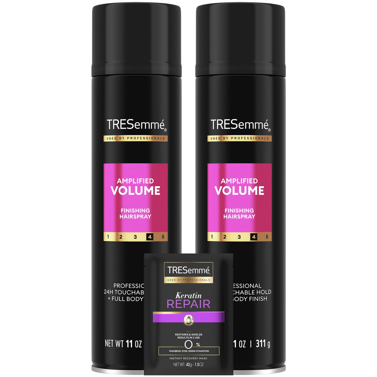 TRESemmé Total Volume hairspray bottle front view for all-day lift and body