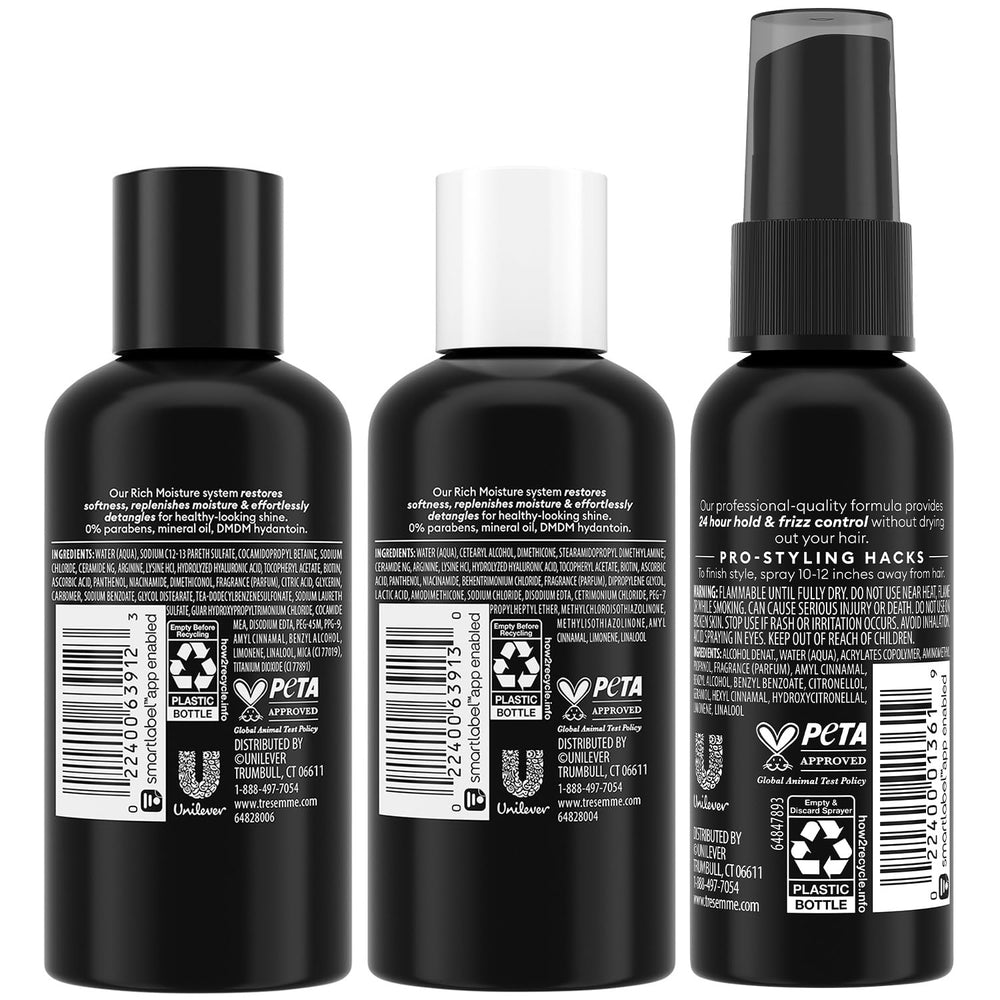 TRESemmé acondicionador de viaje en miniatura para cabello suave.