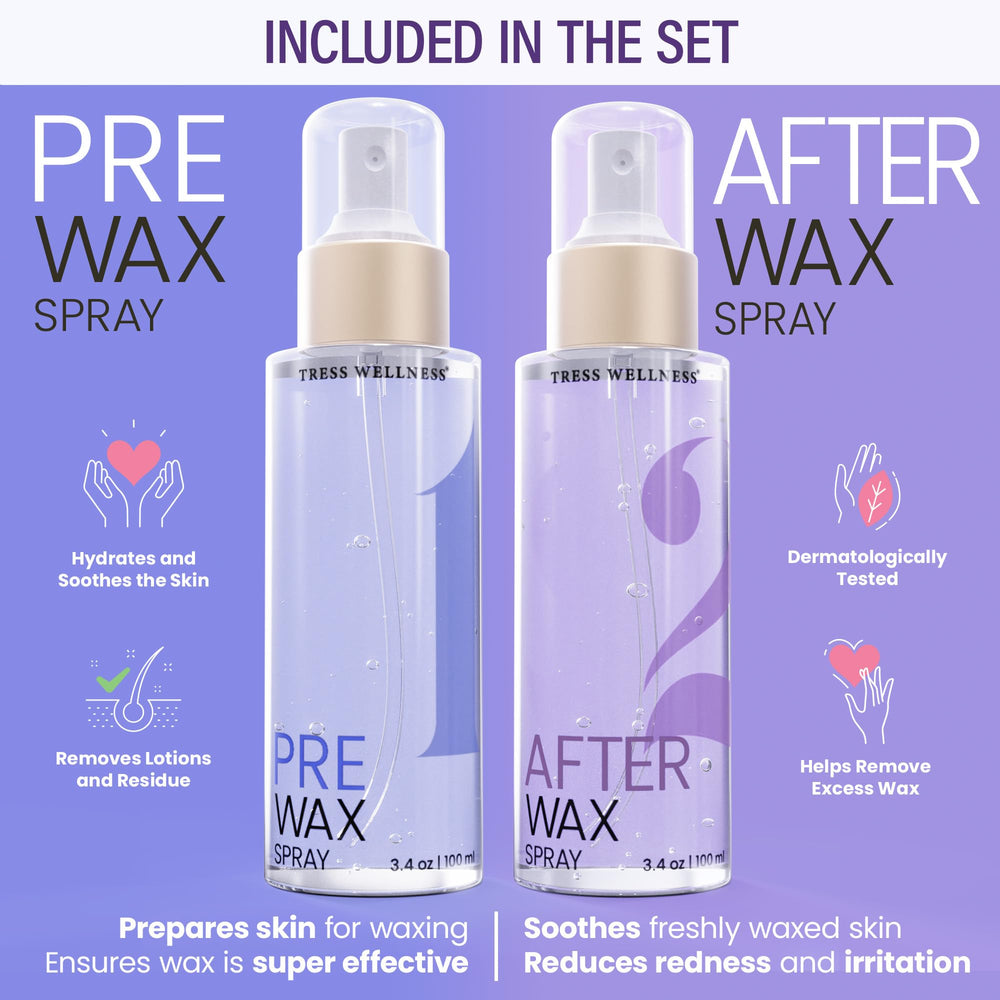Tress Wellness after-wax spray bottle hydrating skin and reducing redness.