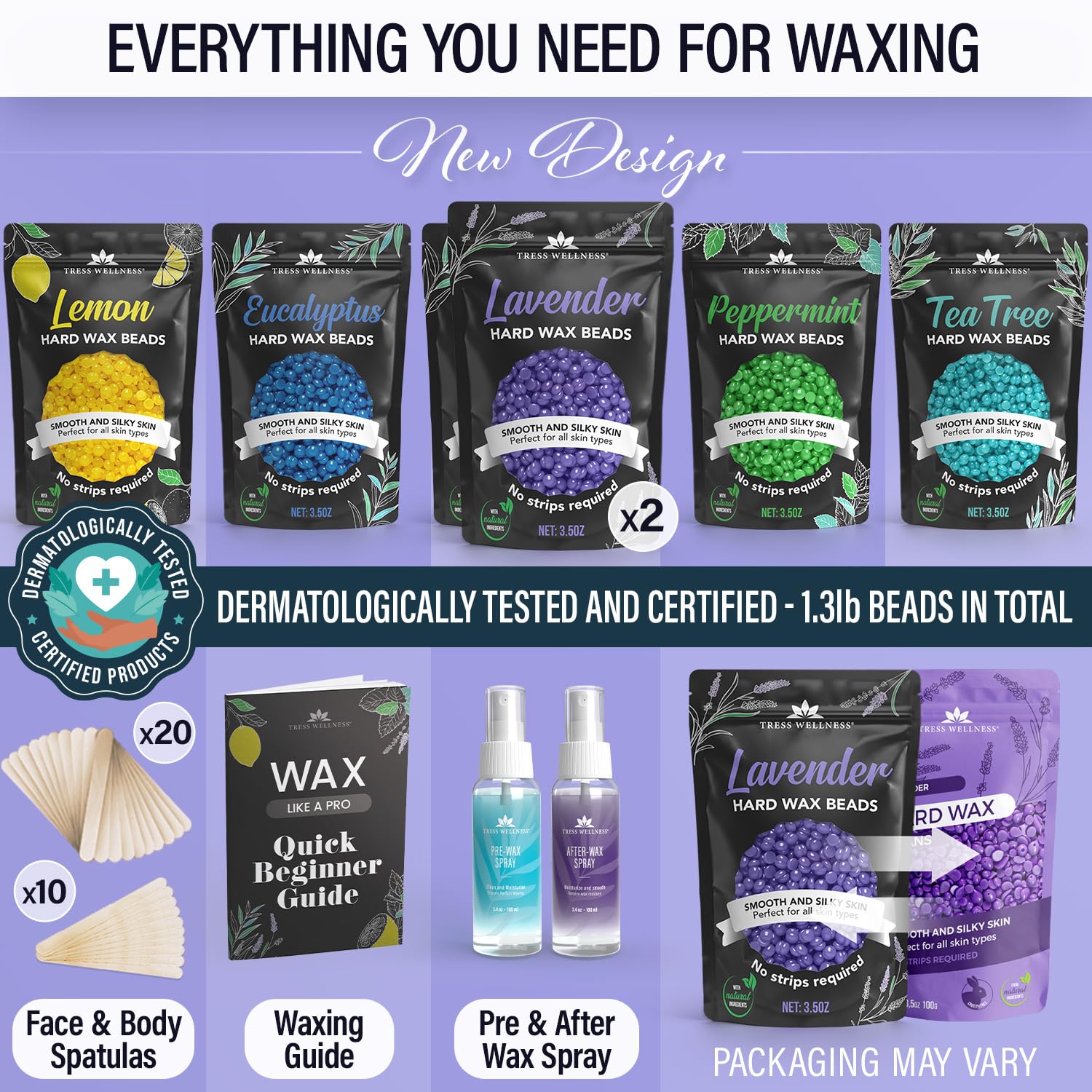 Kit completo de depilación en casa de Tress Wellness con cera y herramientas