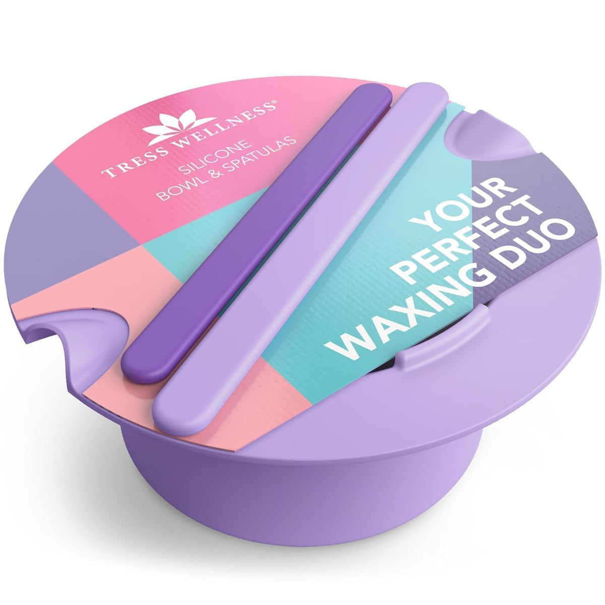 Liner de silicona purpura de Tress Wellness dentro del calentador de cera para limpieza rápida