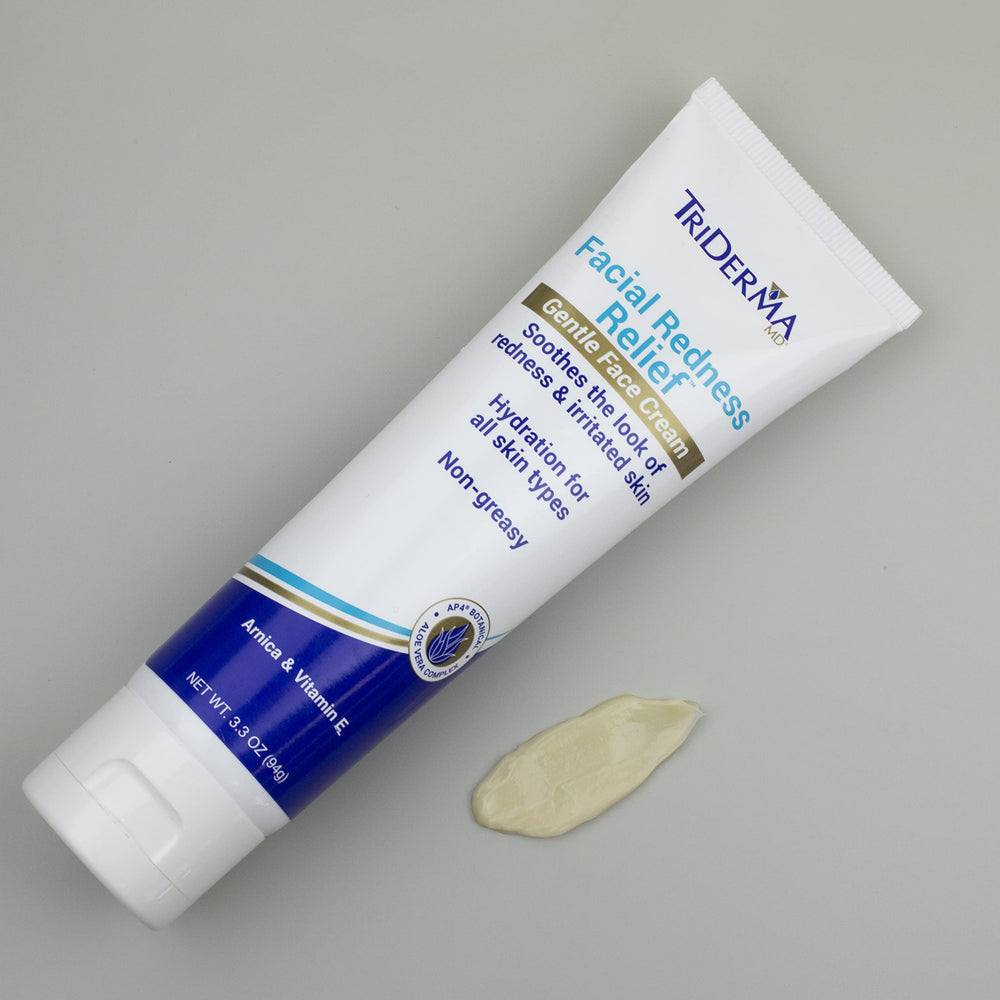 TriDerma crema y limpiador facial para enrojecimiento en rutina diaria